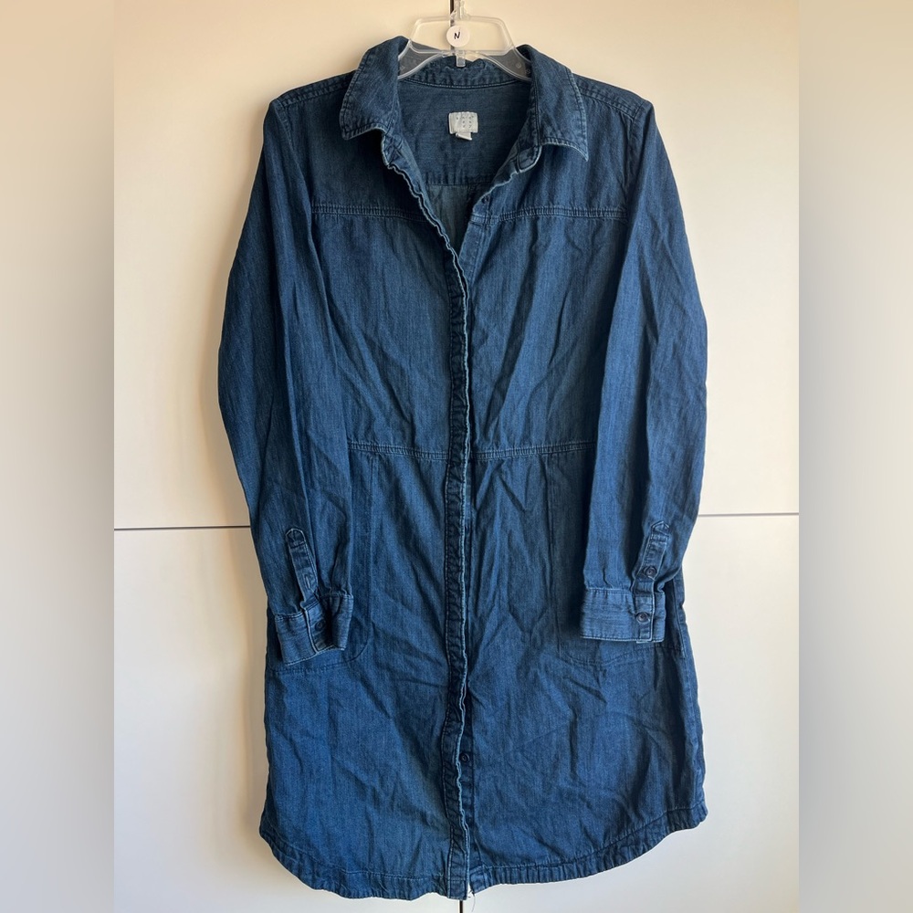 a new day. Women’s Blue Denim Button Down Shirt Dress Size L